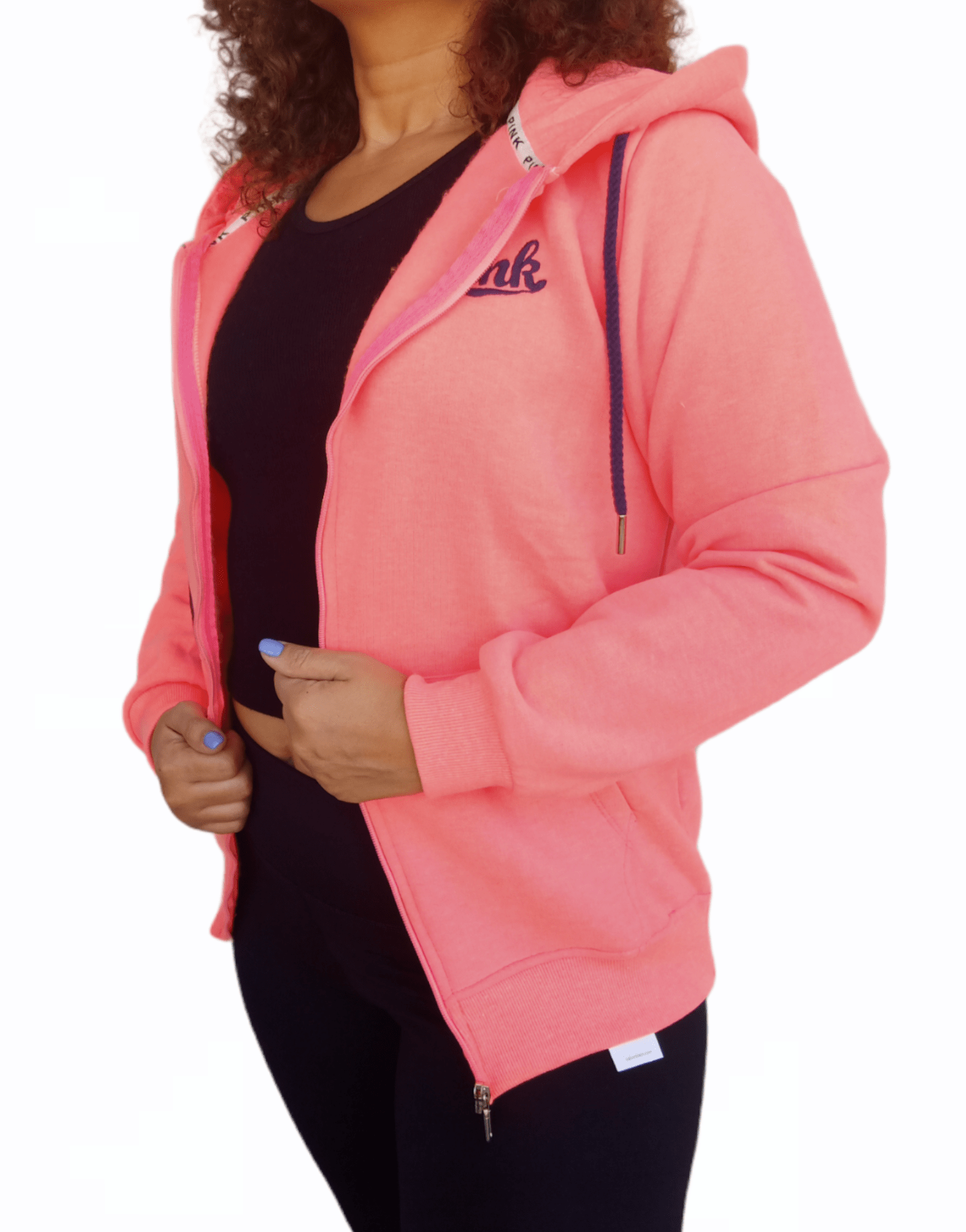 ElOutlet Women Sportsn Hoodie Jacket PINK Women Hoodie Jacket - Neon Pink