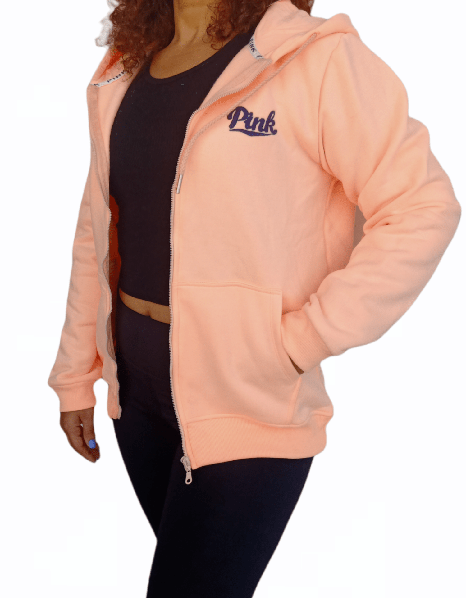 ElOutlet Women Sportsn Hoodie Jacket PINK Women Hoodie Jacket - Neon Saumon