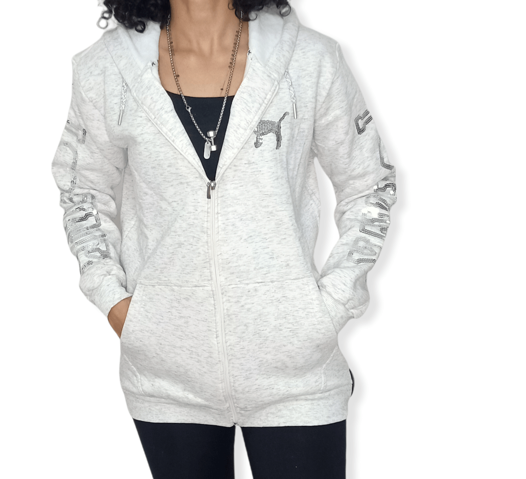 ElOutlet Women Sportsn Hoodie Jacket PINK Women Zip-Through Hoodie - Grey