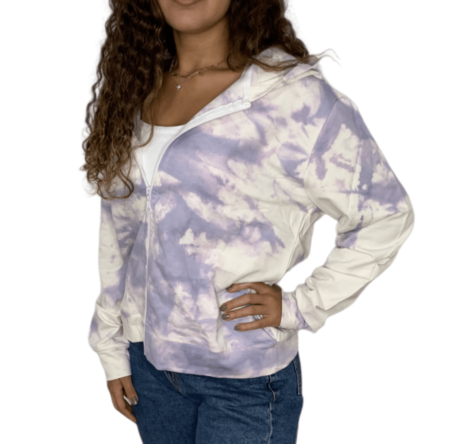 ElOutlet Women Sportsn Hoodie Jacket Tie Dye Hoodie Bershka Jacket - Purple