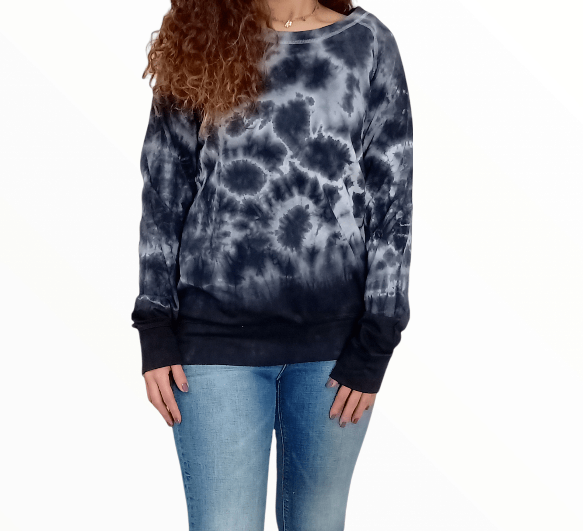 ElOutlet Women Sportsn Hoodie Jacket Tie Dye Sweatshirt - Light Melton - Black