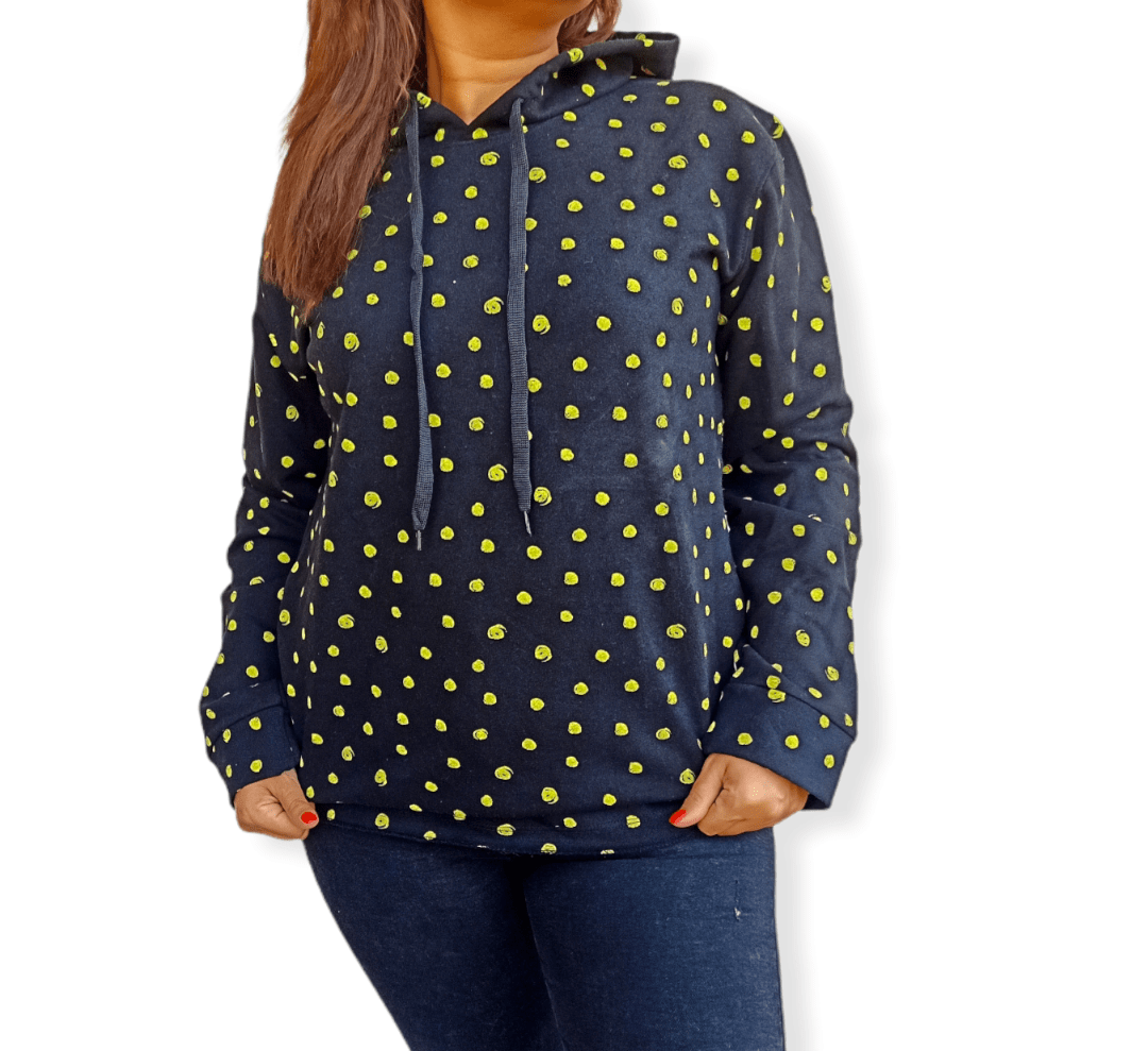 ElOutlet Women Sportsn Hoodie Jacket Women Hoodie Sweatshirt - dark blue x yellow stars