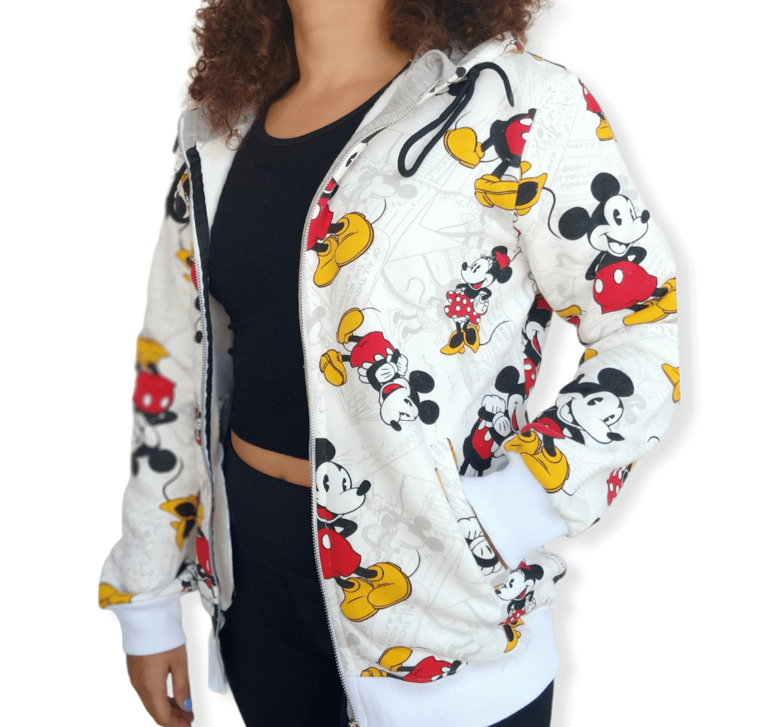 ElOutlet Women Sportsn Hoodie Jacket Women mickey hoodie Jacket - White