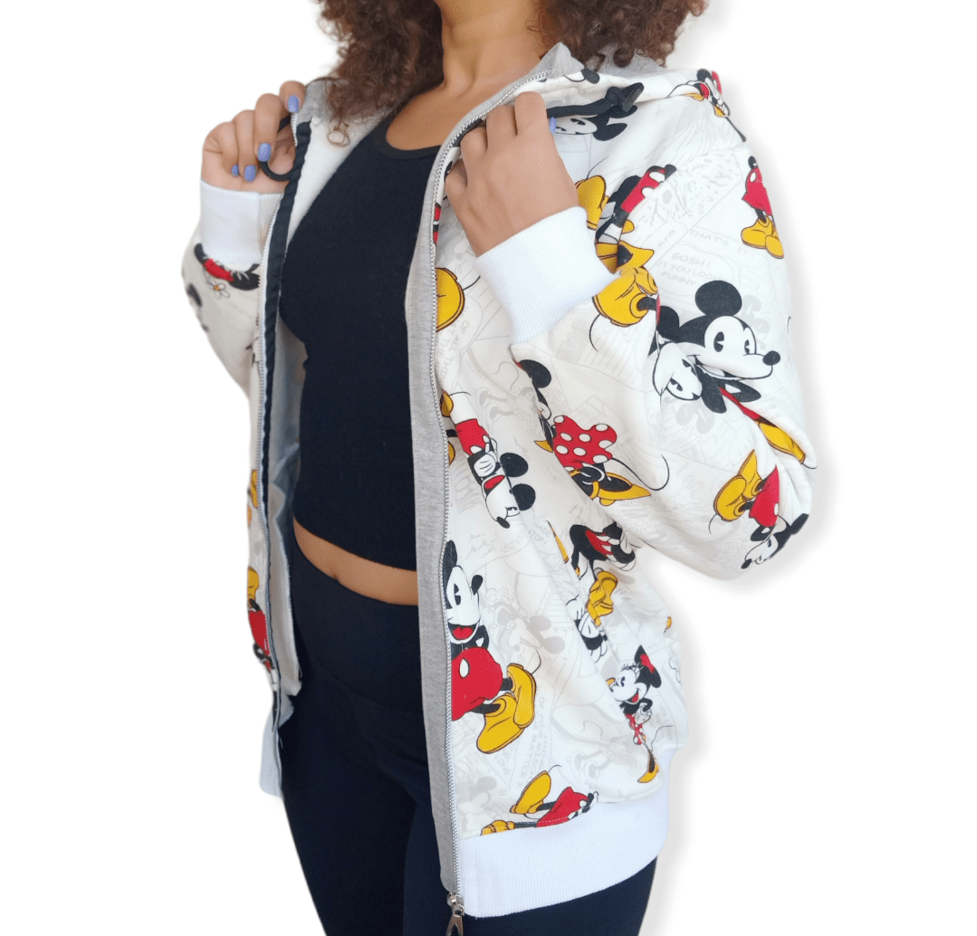 ElOutlet Women Sportsn Hoodie Jacket Women mickey hoodie Jacket - White