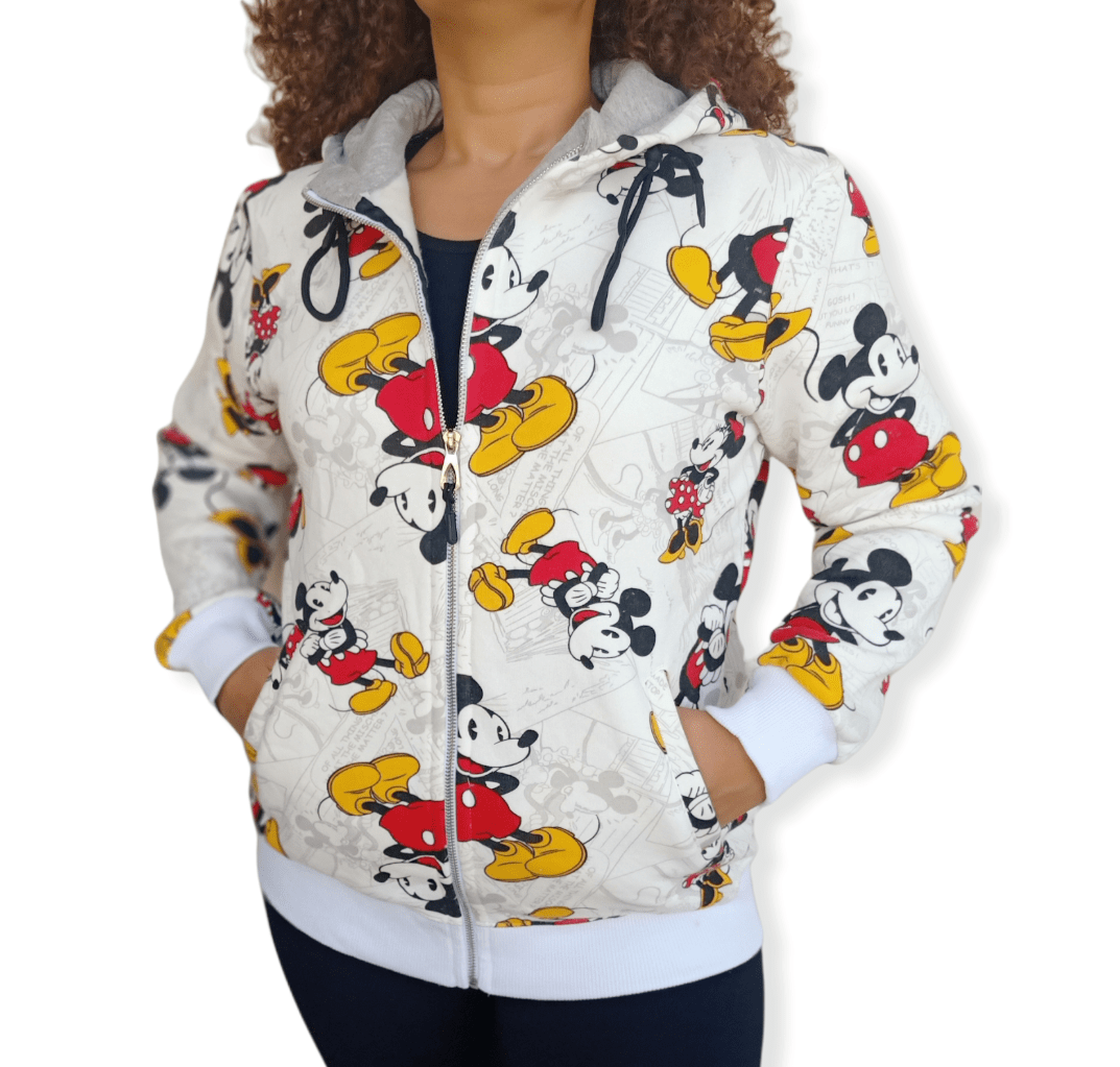 ElOutlet Women Sportsn Hoodie Jacket Women mickey hoodie Jacket - White