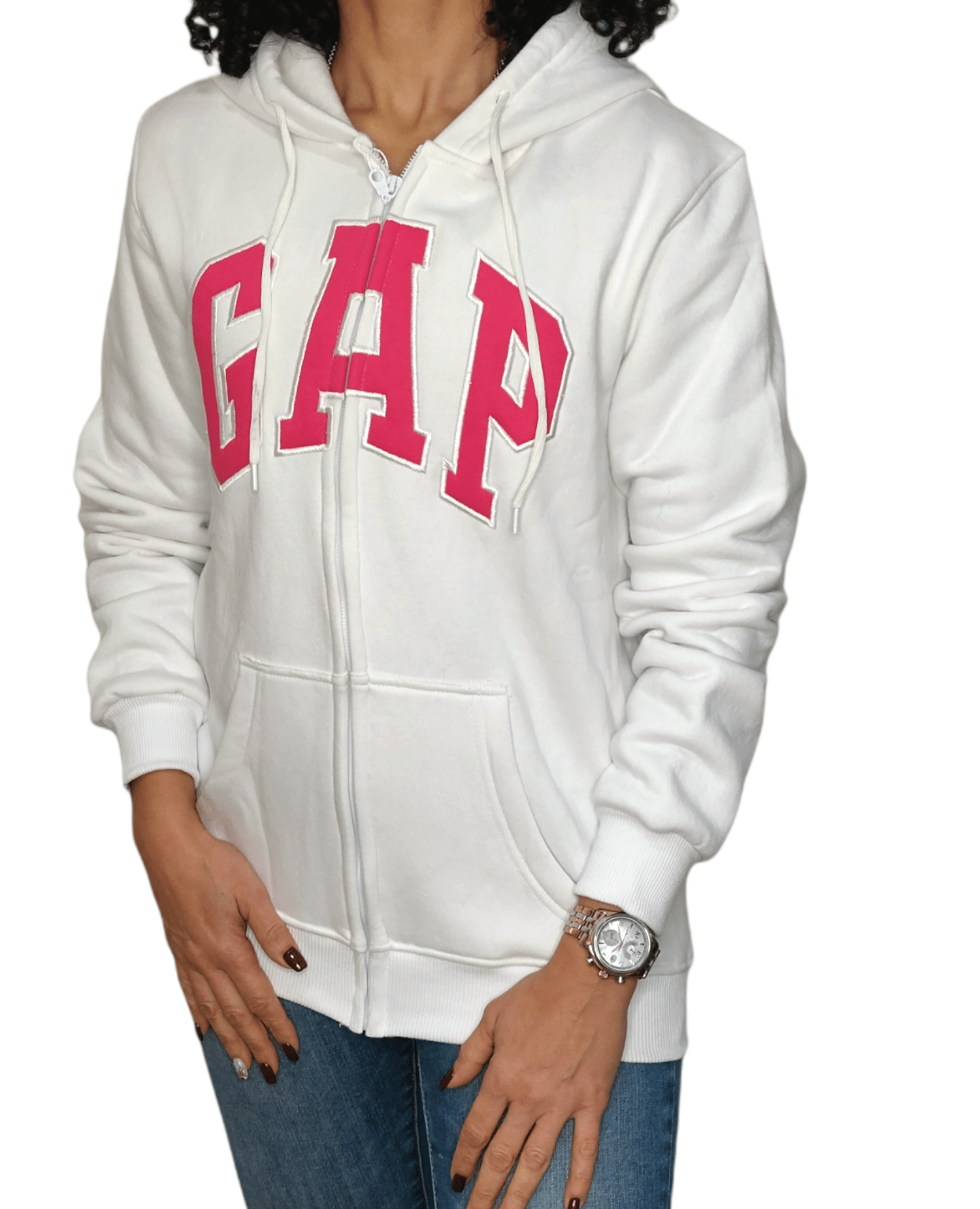 ElOutlet Women Sportsn Hoodie Jacket Women Zip-Through with Hoodie - White
