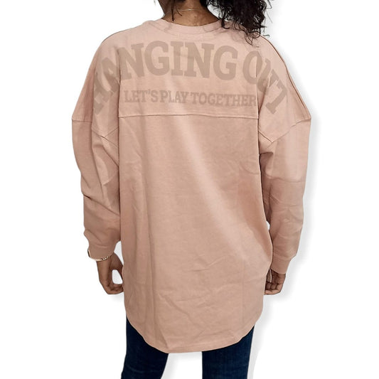 ElOutlet Women Sweatshirt (Oversized) Women Sweatshirt - Bois de rose