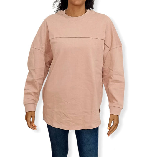 ElOutlet Women Sweatshirt (Oversized) Women Sweatshirt - Bois de rose