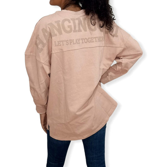 ElOutlet Women Sweatshirt (Oversized) Women Sweatshirt - Bois de rose