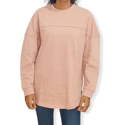ElOutlet Women Sweatshirt (Oversized) Women Sweatshirt - Bois de rose