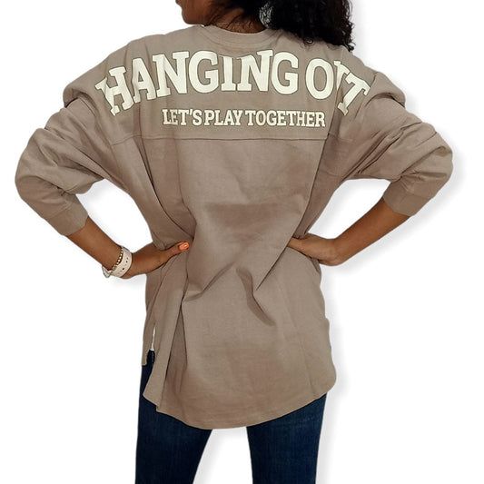 ElOutlet Women Sweatshirt (Oversized) Women Sweatshirt - Café