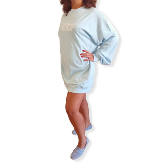 ElOutlet Women Sweatshirt (Oversized) Women Sweatshirt Chill - Baby Blue