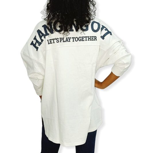 ElOutlet Women Sweatshirt (Oversized) Women Sweatshirt - Off-White