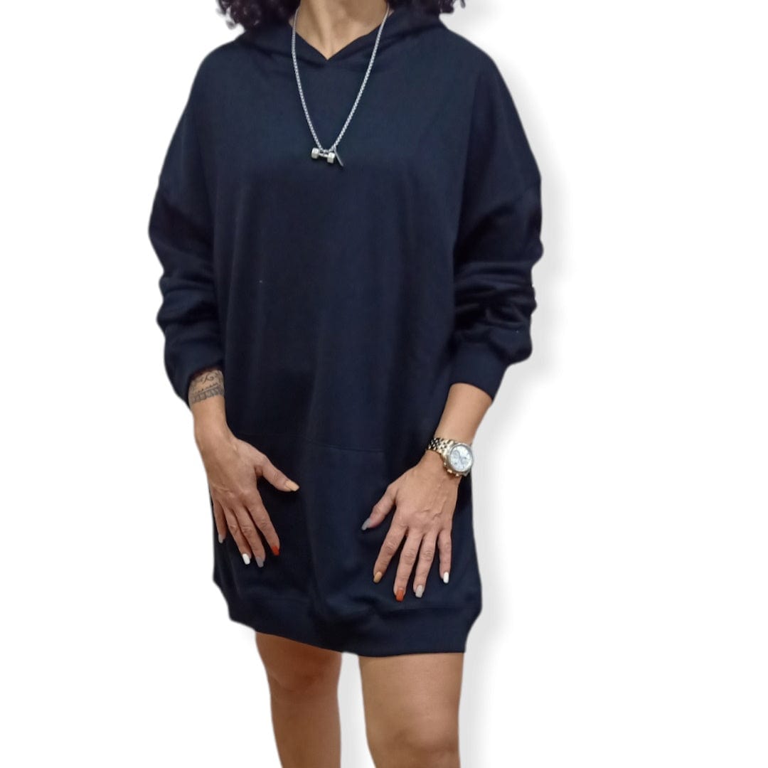 ElOutlet Women Sweatshirt [Oversized] Women Sweatshirt with Hoodie - Black