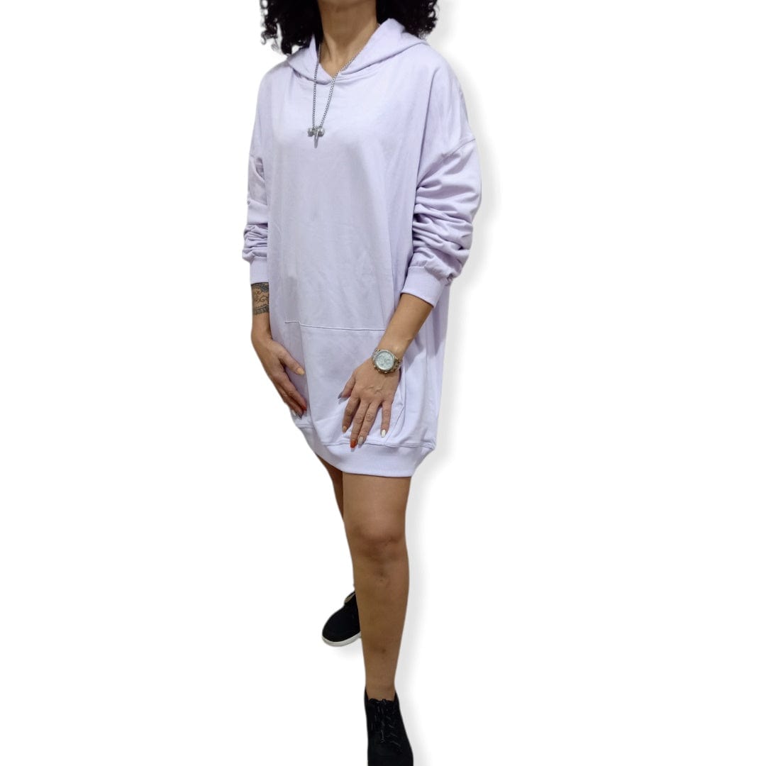 ElOutlet Women Sweatshirt [Oversized] Women Sweatshirt with Hoodie - Light Purple