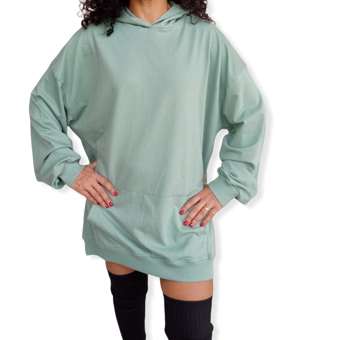 ElOutlet Women Sweatshirt [Oversized] Women Sweatshirt with Hoodie - Mint