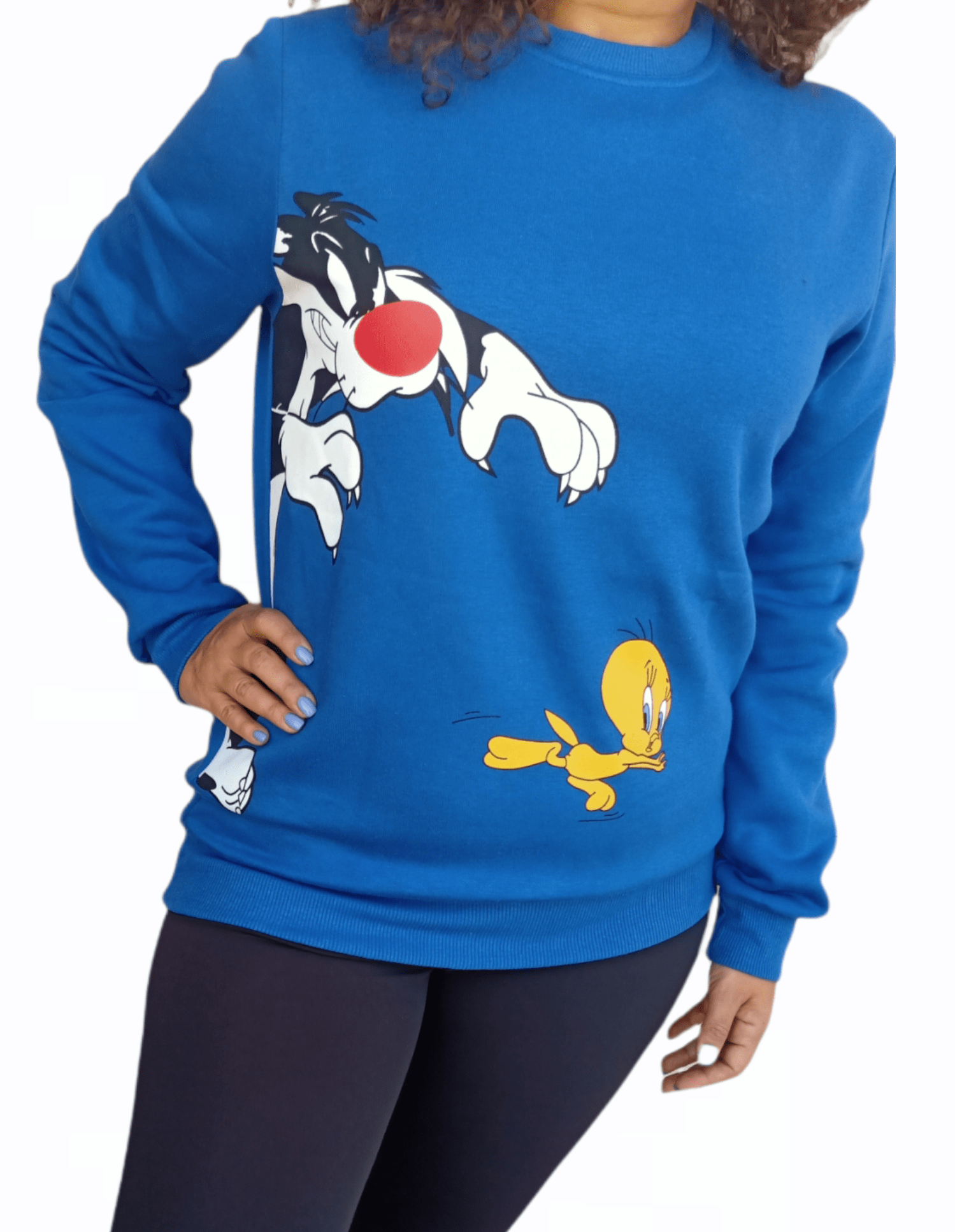 ElOutlet Women Sweatshirt [slim-fit] Women Looney Sweatshirt - Melton - Blue