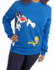 ElOutlet Women Sweatshirt [slim-fit] Women Looney Sweatshirt - Melton - Blue