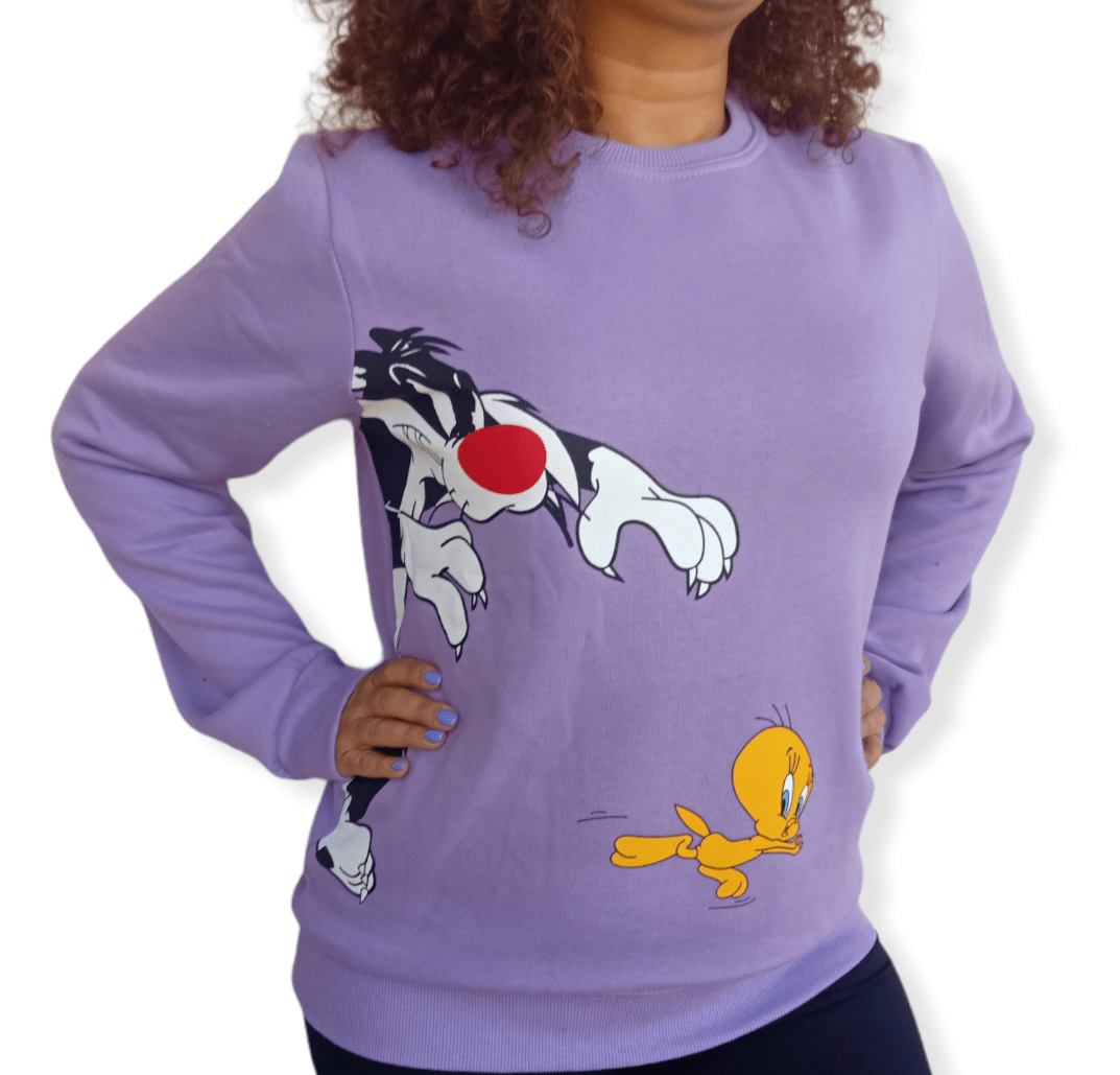 ElOutlet Women Sweatshirt [slim-fit] Women Looney Sweatshirt - Melton - Purple