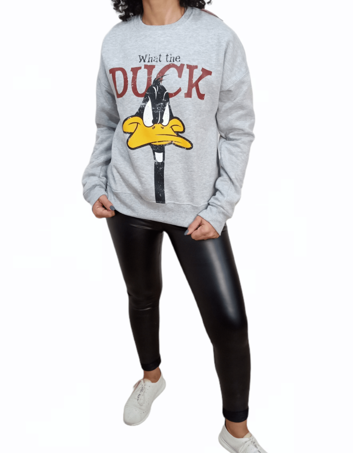 ElOutlet Women Sweatshirt Women Duck Sweatshirt - Grey