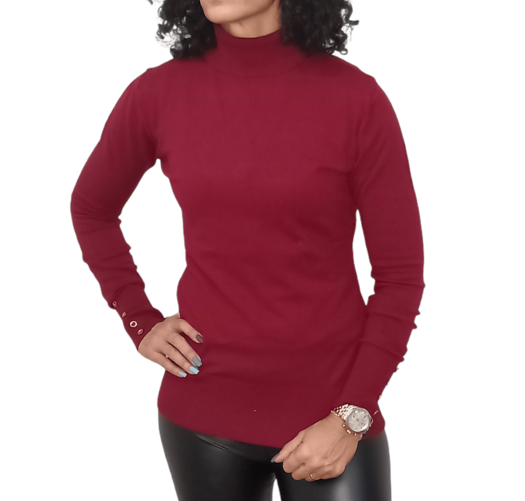 ElOutlet Women Sweatshirt Women Fred Perry High-Collar Pullover - Crimson