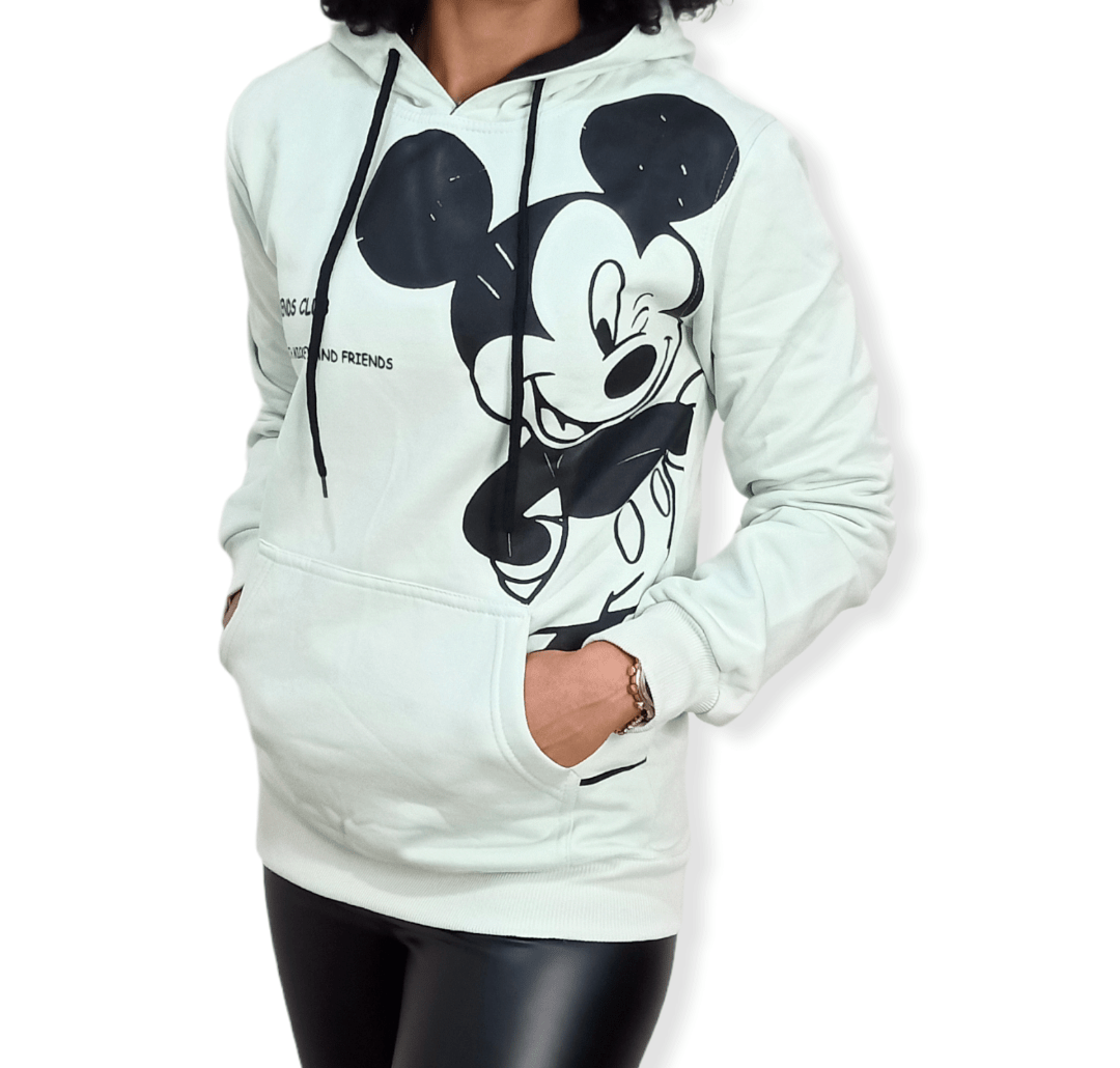ElOutlet Women Sweatshirt Women Mickey Hoodie Sweatshirt - Mint