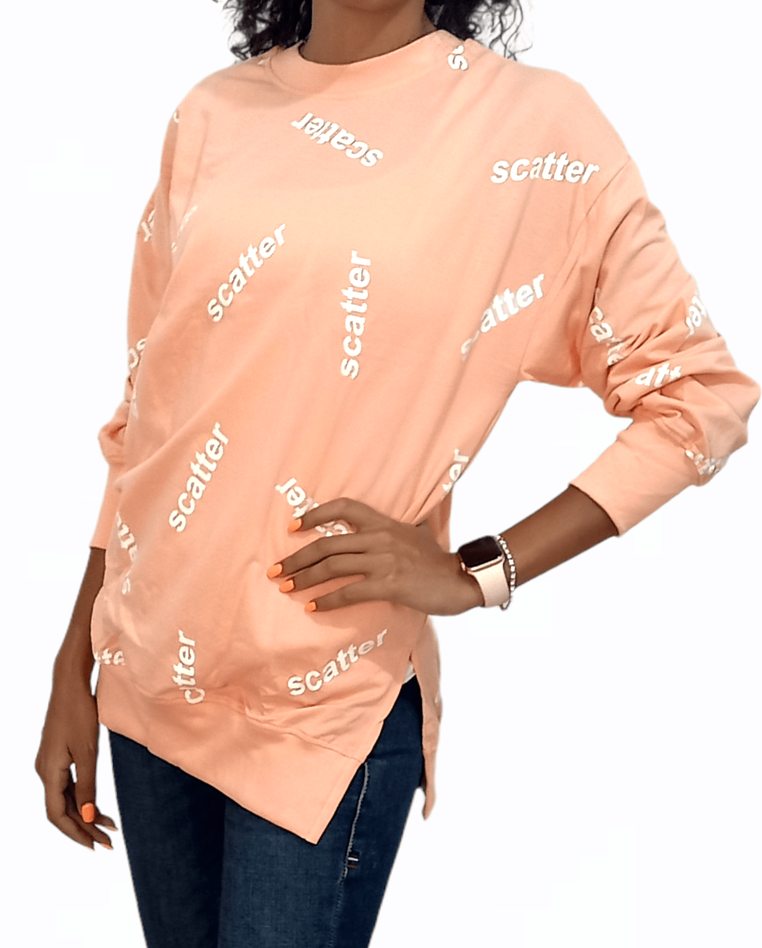 ElOutlet Women Sweatshirt Women Sweatshirt "Scattered" - Saumon