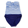 ElOutlet Women Swimwear Blue Stripes 1 Piece Swimwear
