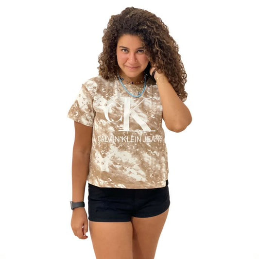 ElOutlet Women T-Shirt Beige T-Shirt Tie-Dye (Women)