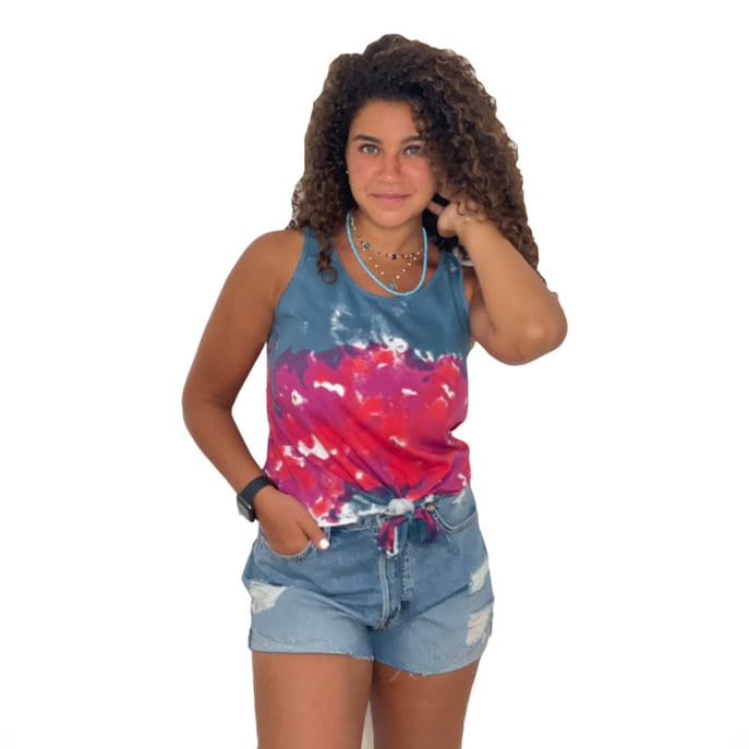 ElOutlet Women T-Shirt Red tie-dye Tank Top
