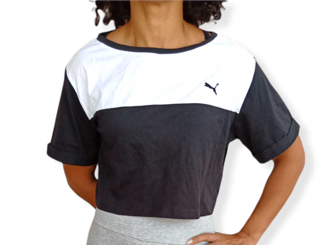 ElOutlet Women T-Shirt White x Black Sports T-shirt