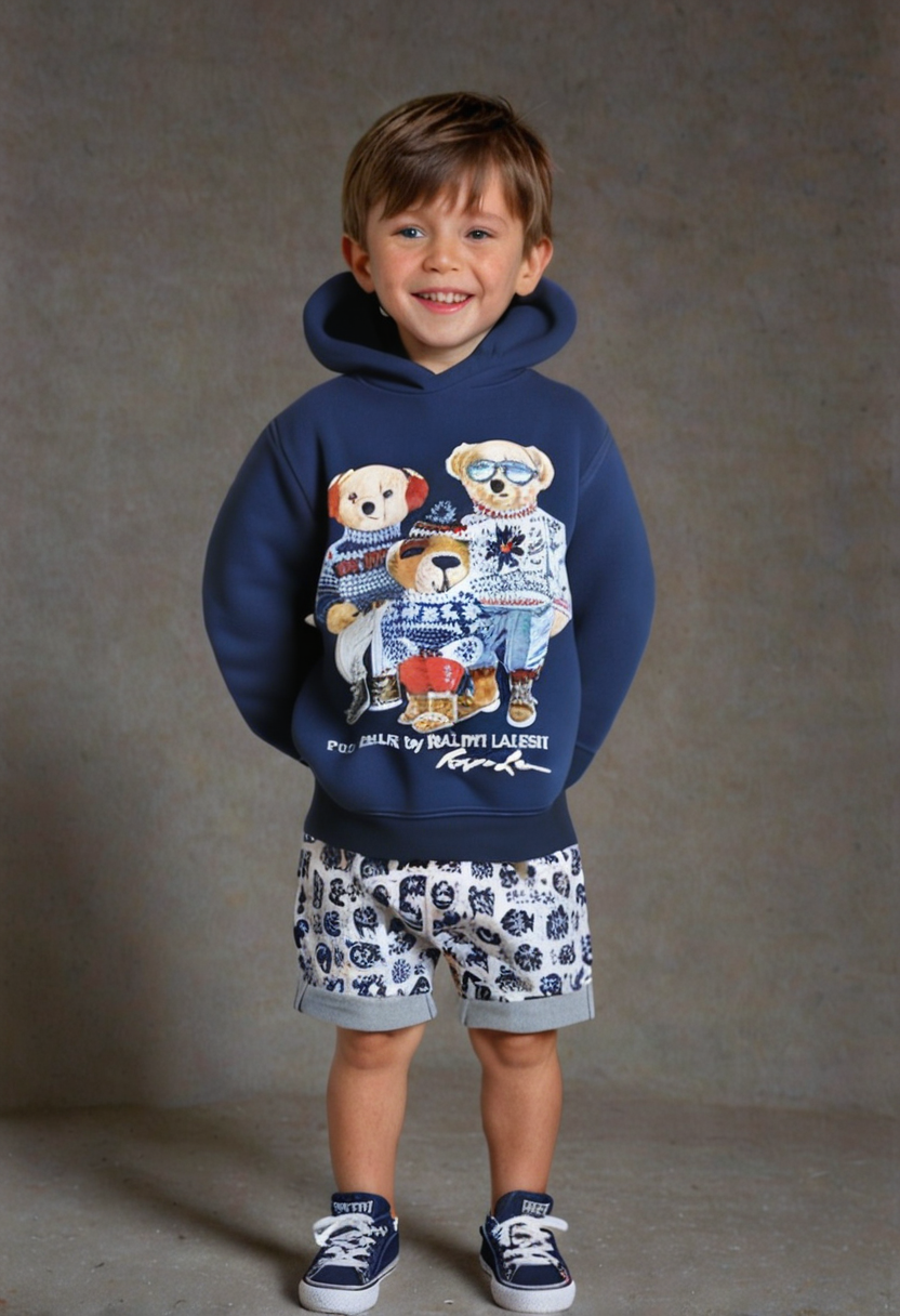 Kids Hoodie Bear Family (Dark Blue)