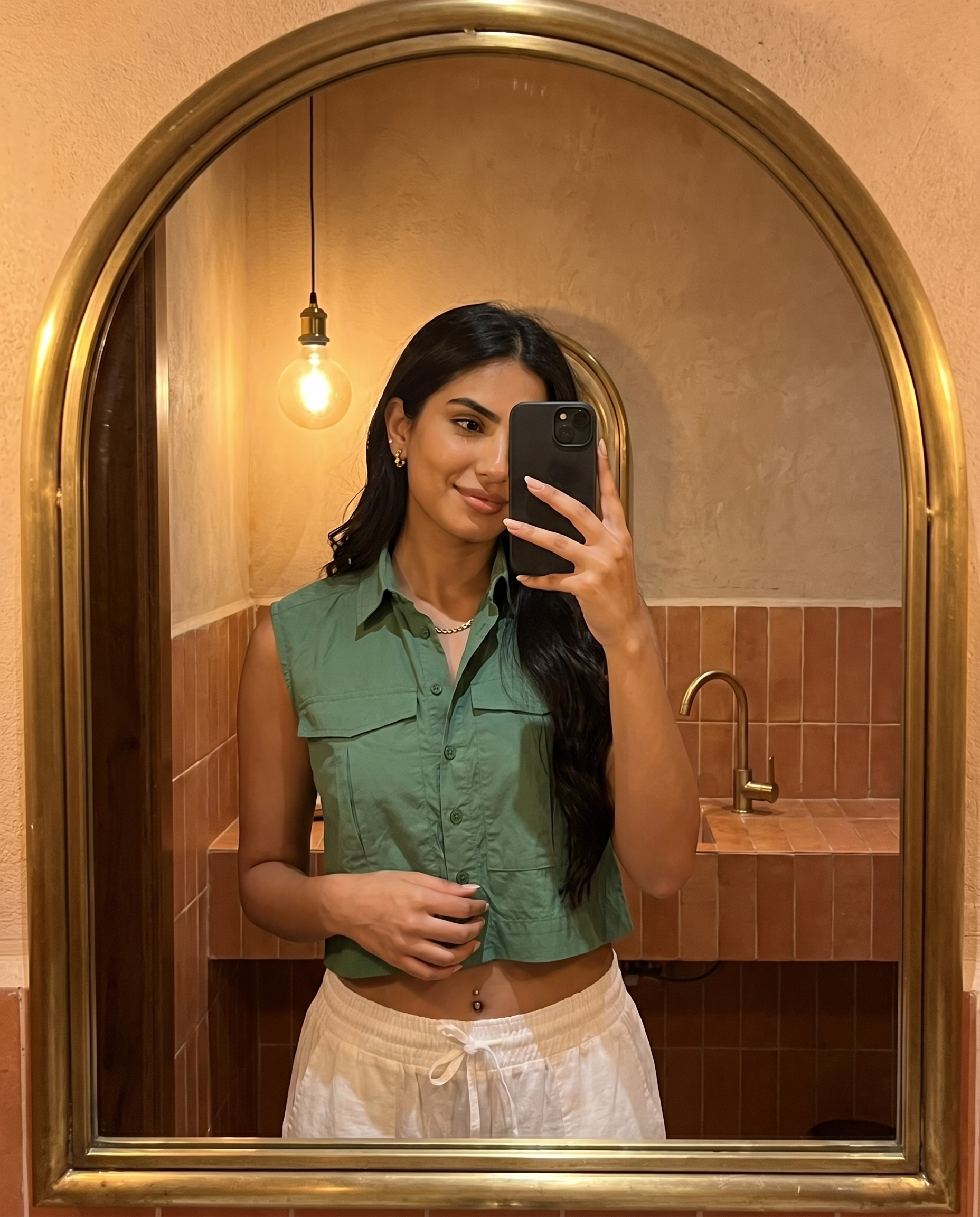 Women Sleeveless Crop Shirt Oversized