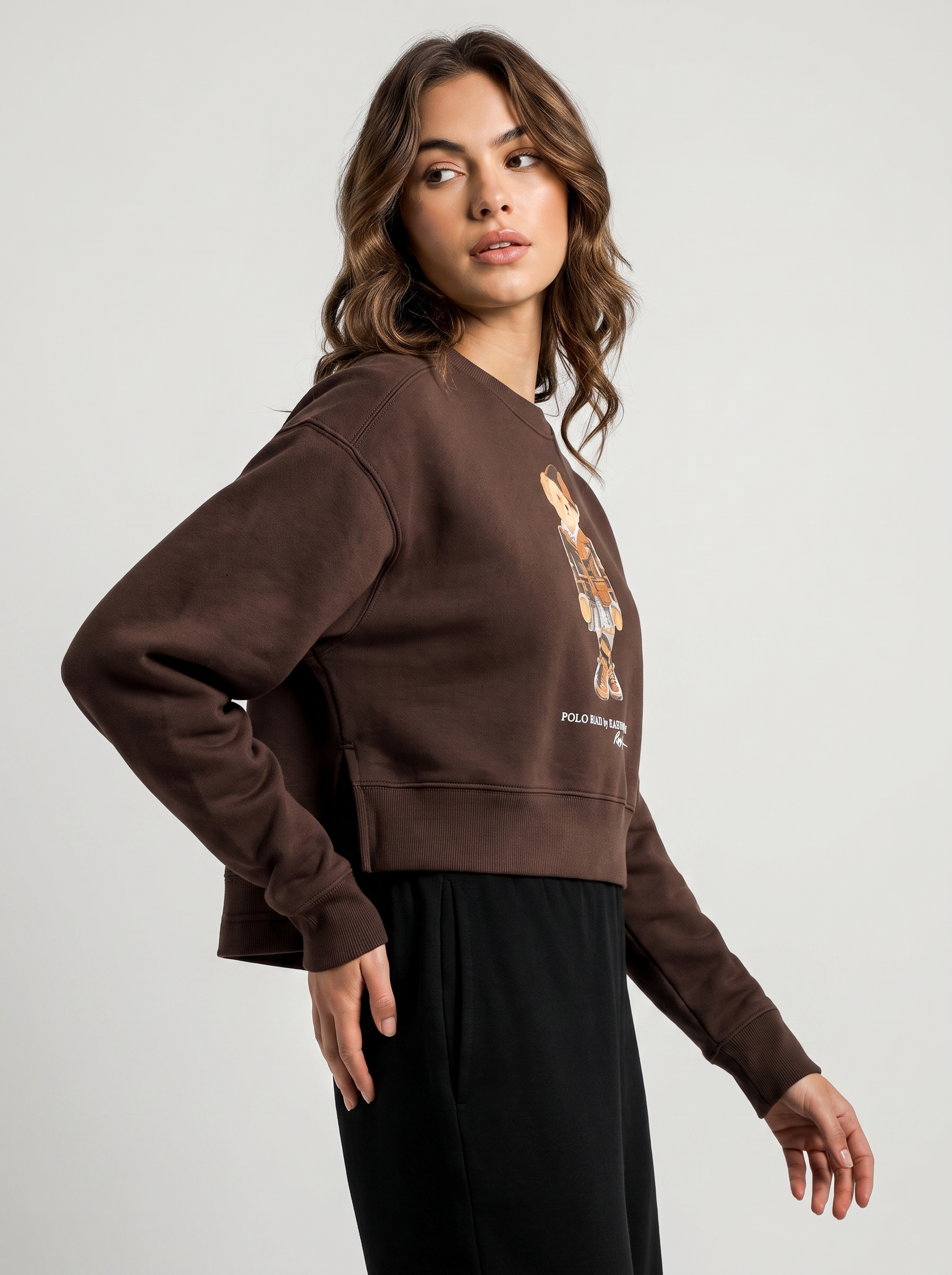 Women Crew Neck Cropped Sweatshirt