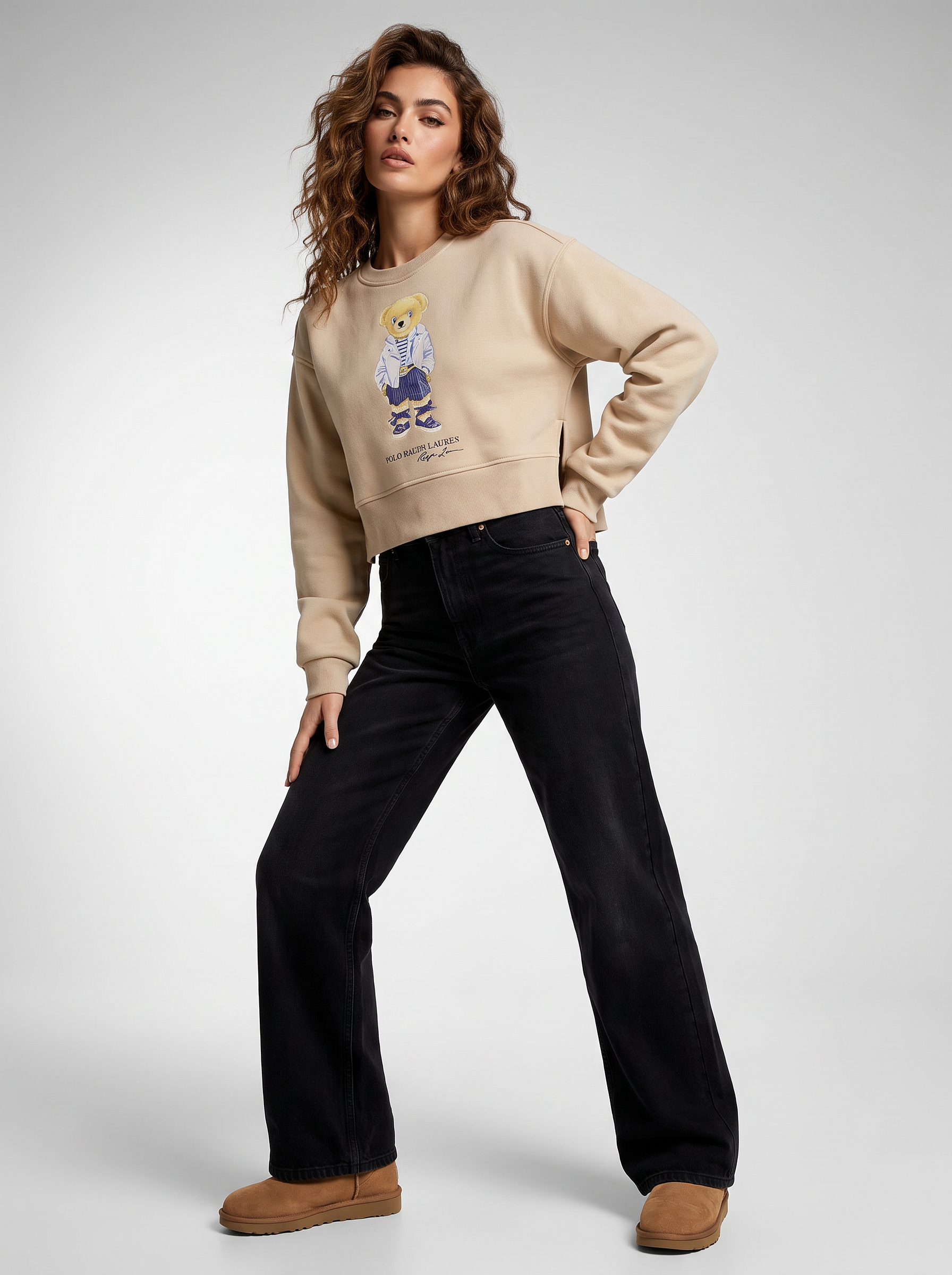 Women Crew Neck Cropped Sweatshirt