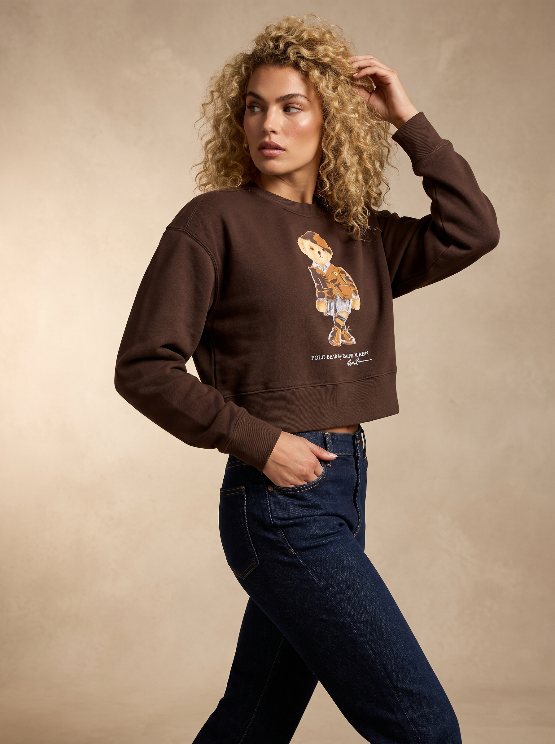 Women Crew Neck Cropped Sweatshirt