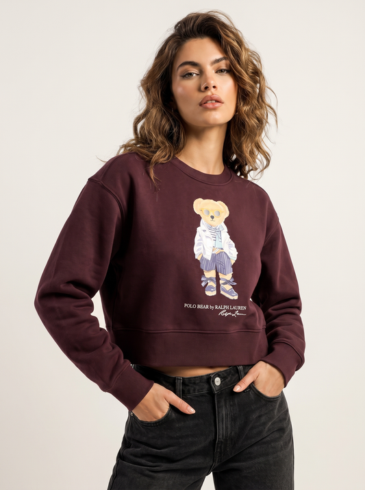 Women's cropped crew neck sweatshirt, product photo