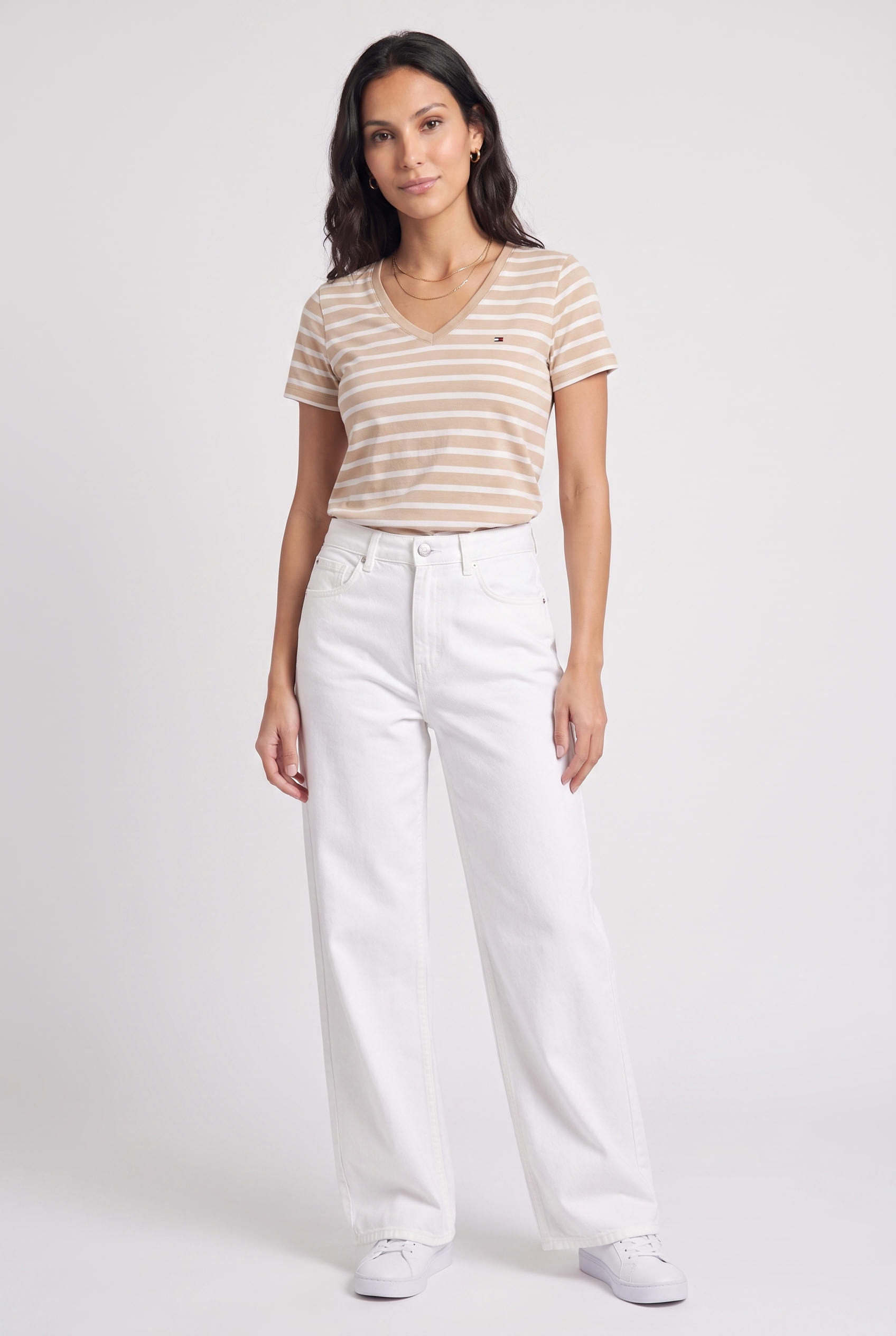 Women Striped Classic V-neck T-Shirt