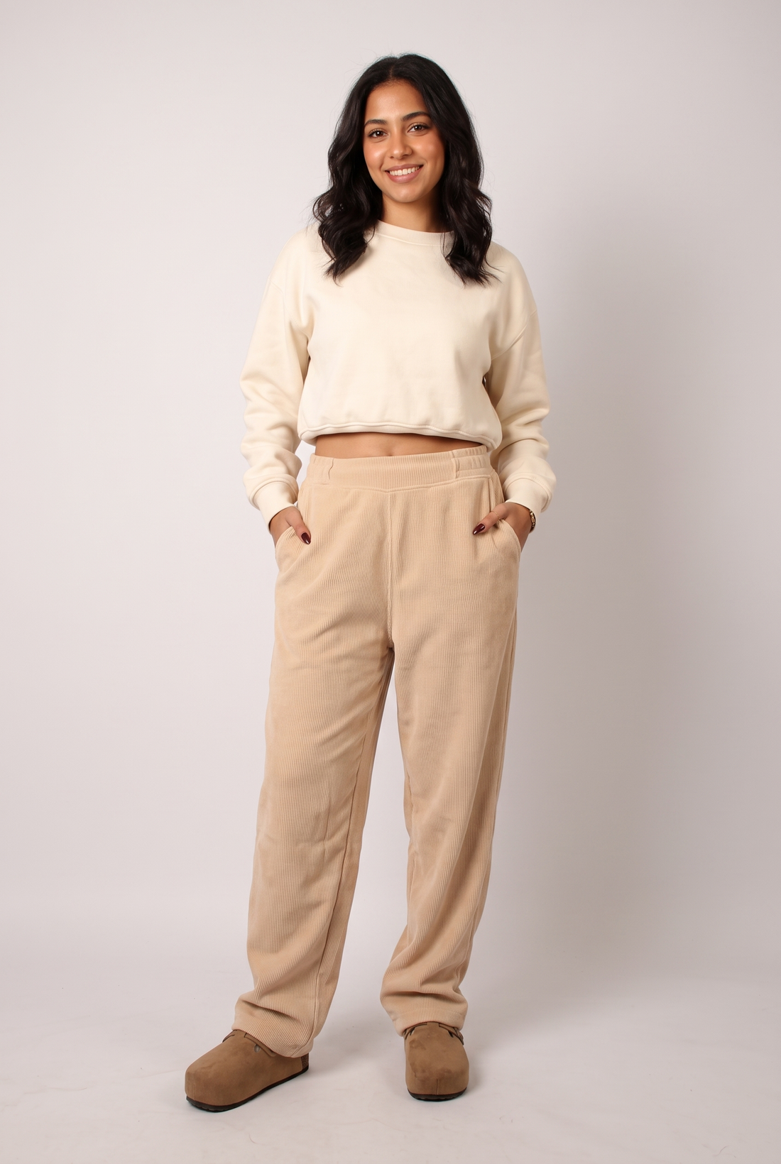 NUT Women Tied Elastic High Waist Velvet Pants