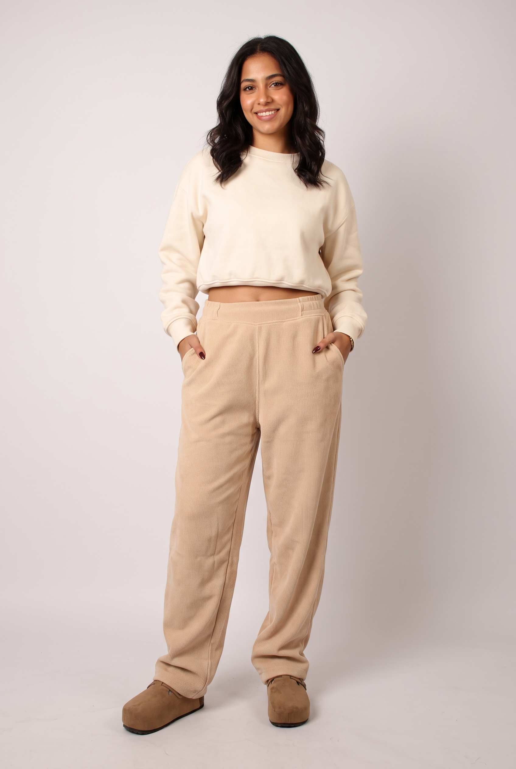 NUT Women Tied Elastic High Waist Velvet Pants