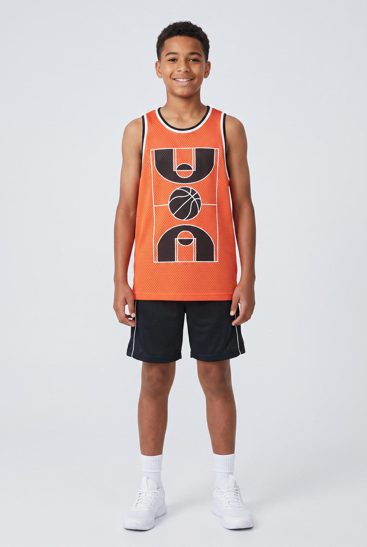 Kids Graphic Mesh Performance Tank Top (Orang)