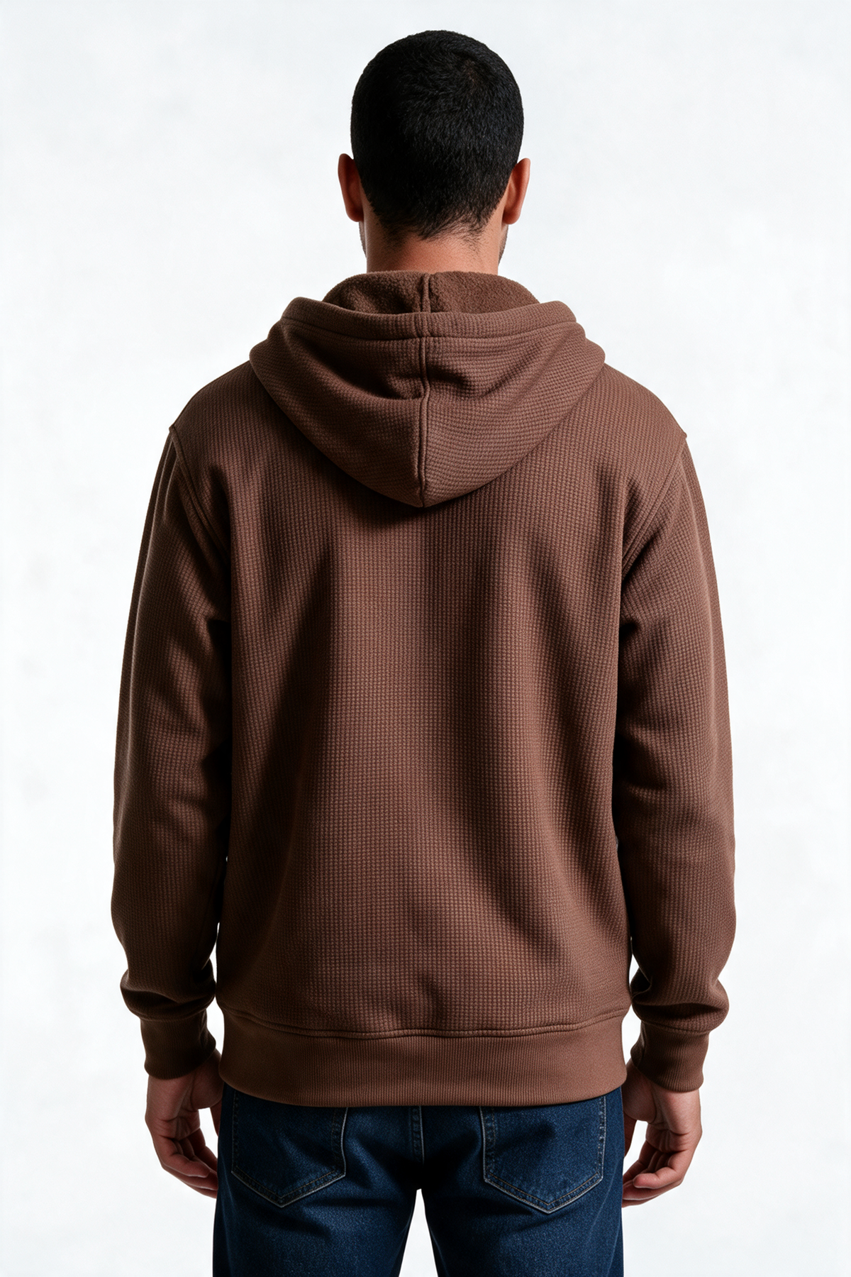 Men's Sherpa-Lined Waffle Knit Zip Hoodie Jacket