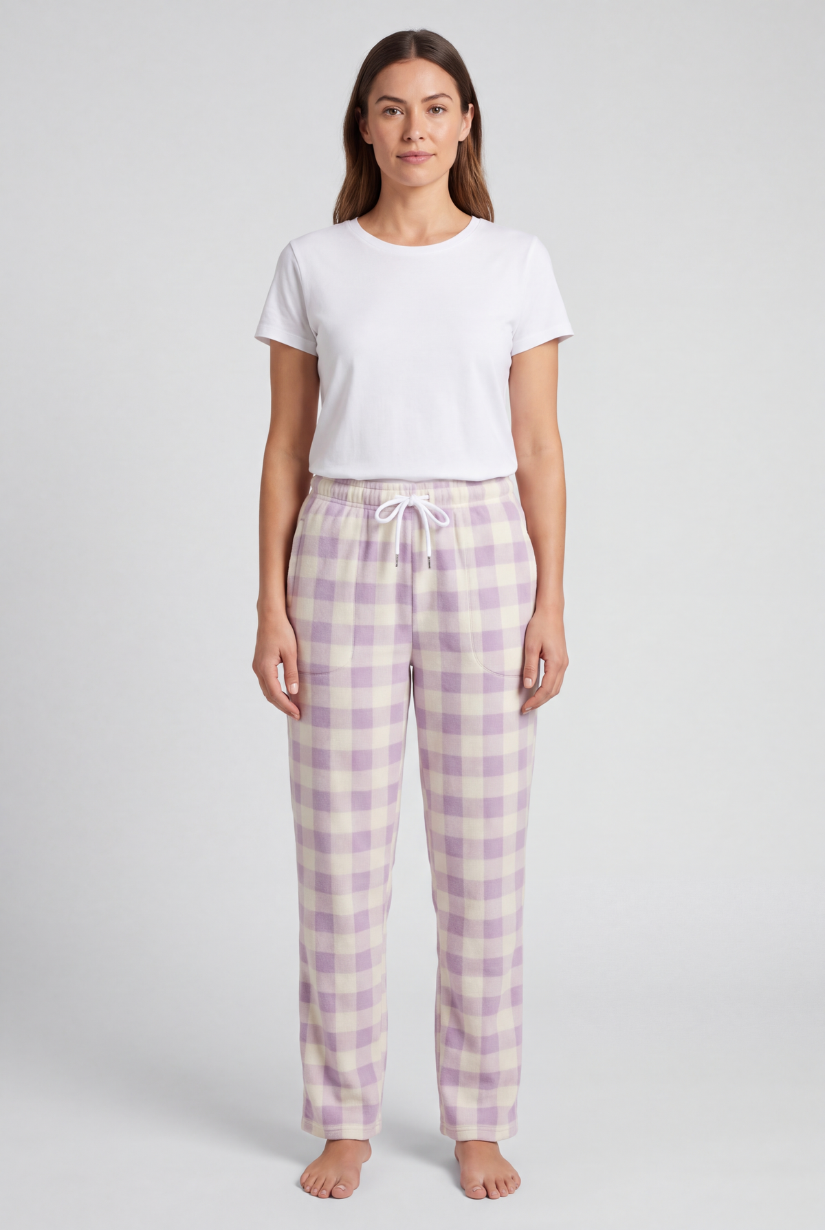 Women Plaid Flannel Lounge Pants – Lilac Check