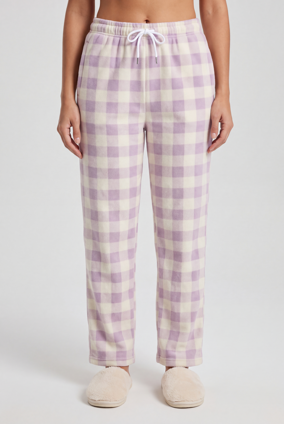 Women Plaid Flannel Lounge Pants – Lilac Check