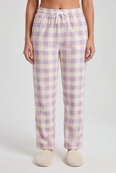 Women Plaid Flannel Lounge Pants – Lilac Check