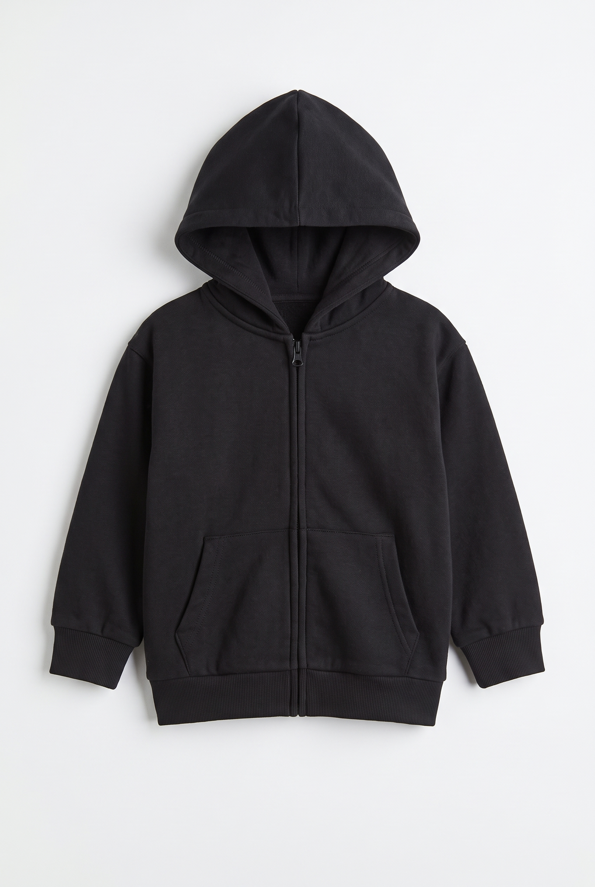 Kids Melton Fleece-Lined Zip-Up Hoodie - Black