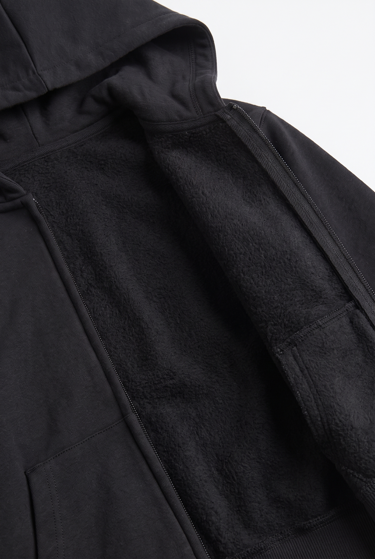 Kids Melton Fleece-Lined Zip-Up Hoodie - Black
