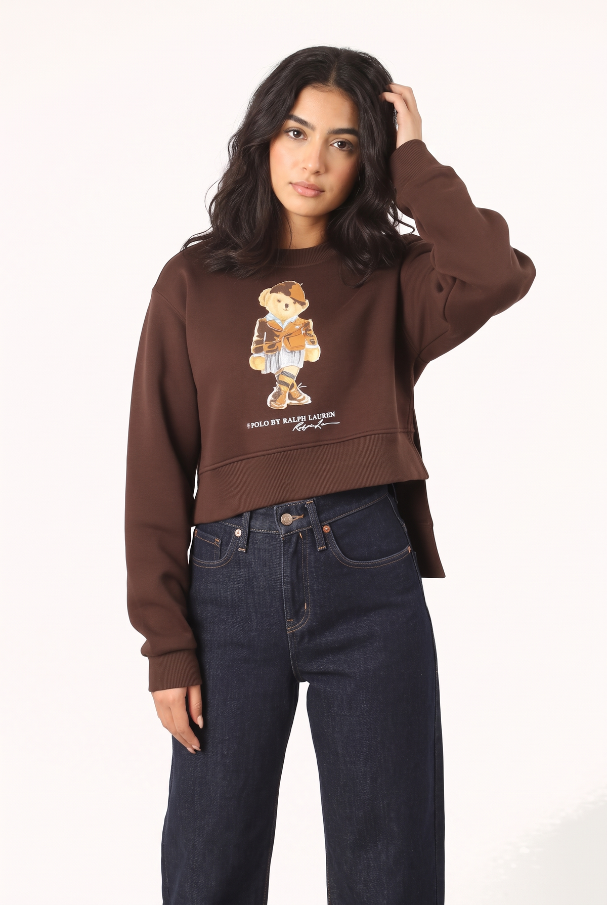Women Crew Neck Cropped Sweatshirt