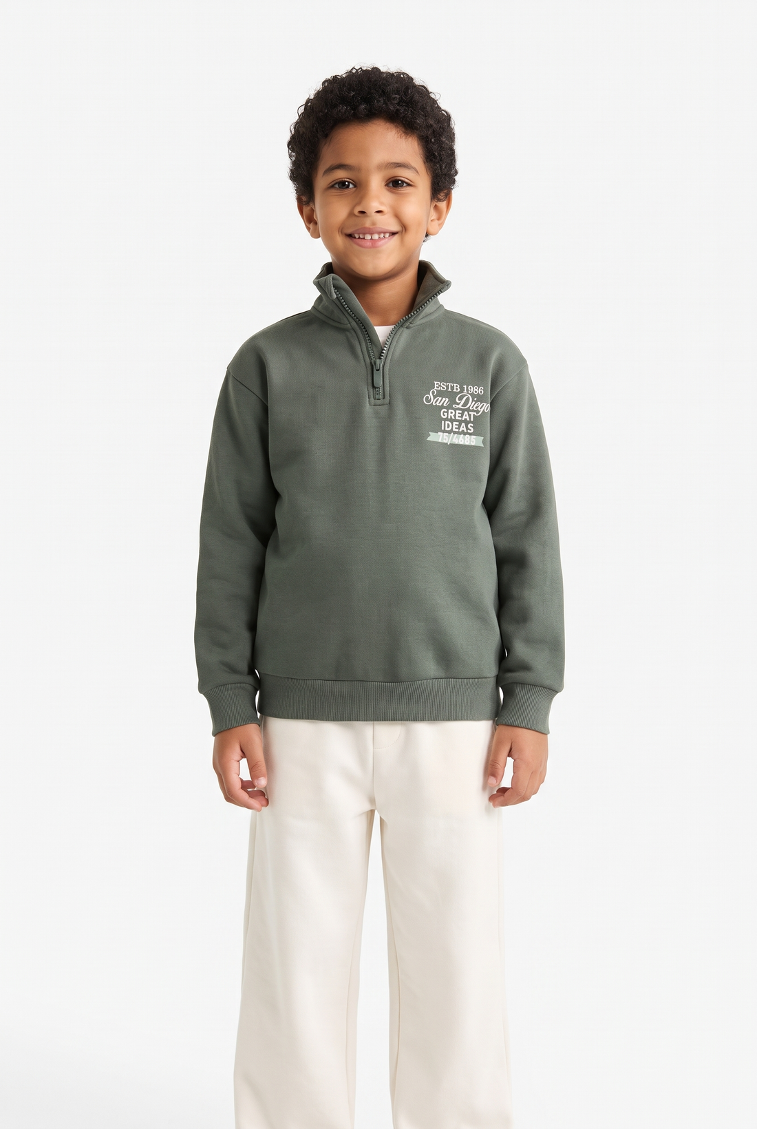 Quarter-Zip Sweatshirt–Sage Green