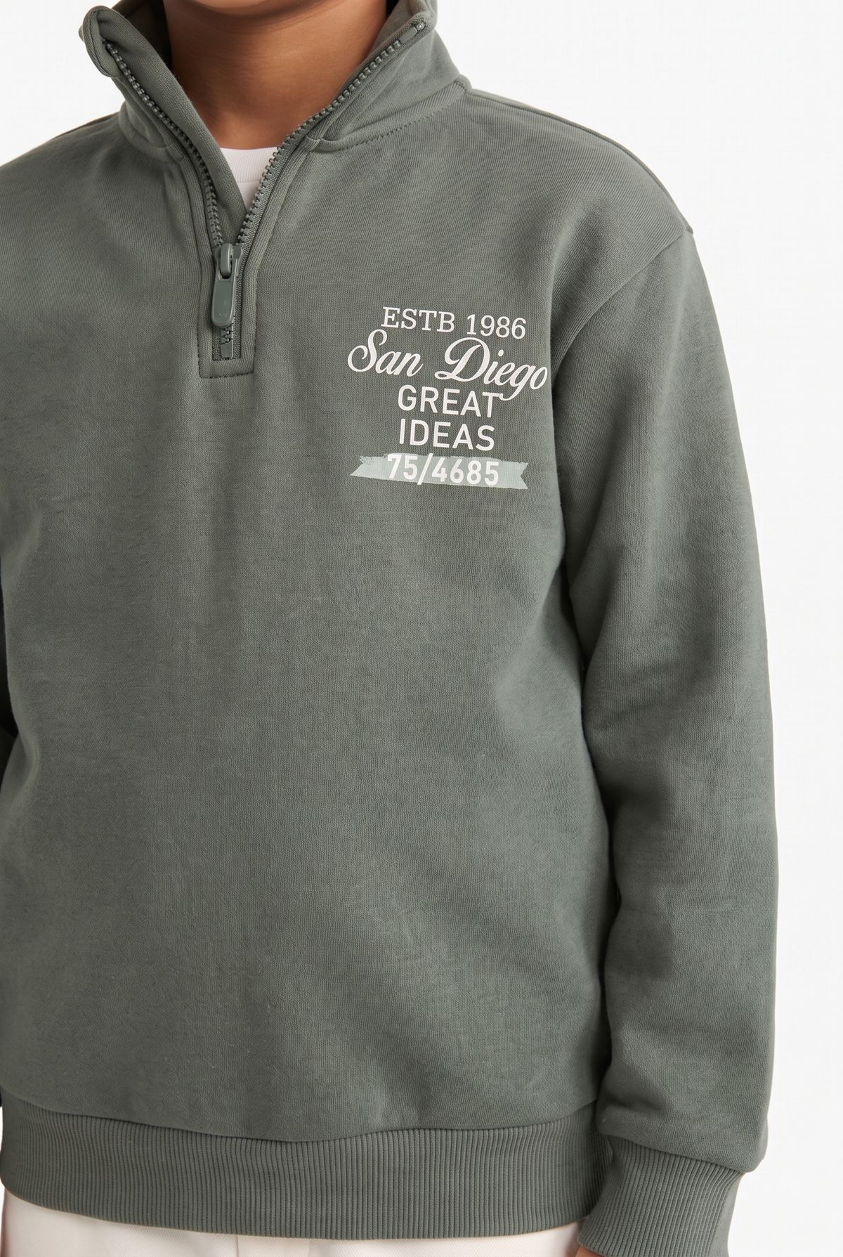 Boys Quarter-Zip Sweatshirt – Sage Green